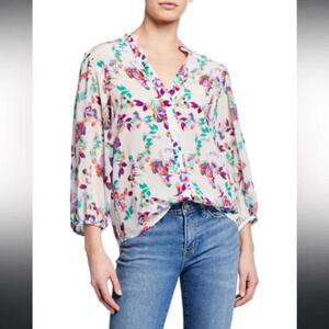 Saloni Chloe Floral Silk Button-Up Blouse‎